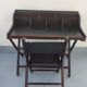 Colonial desk in wood and leather with armchair