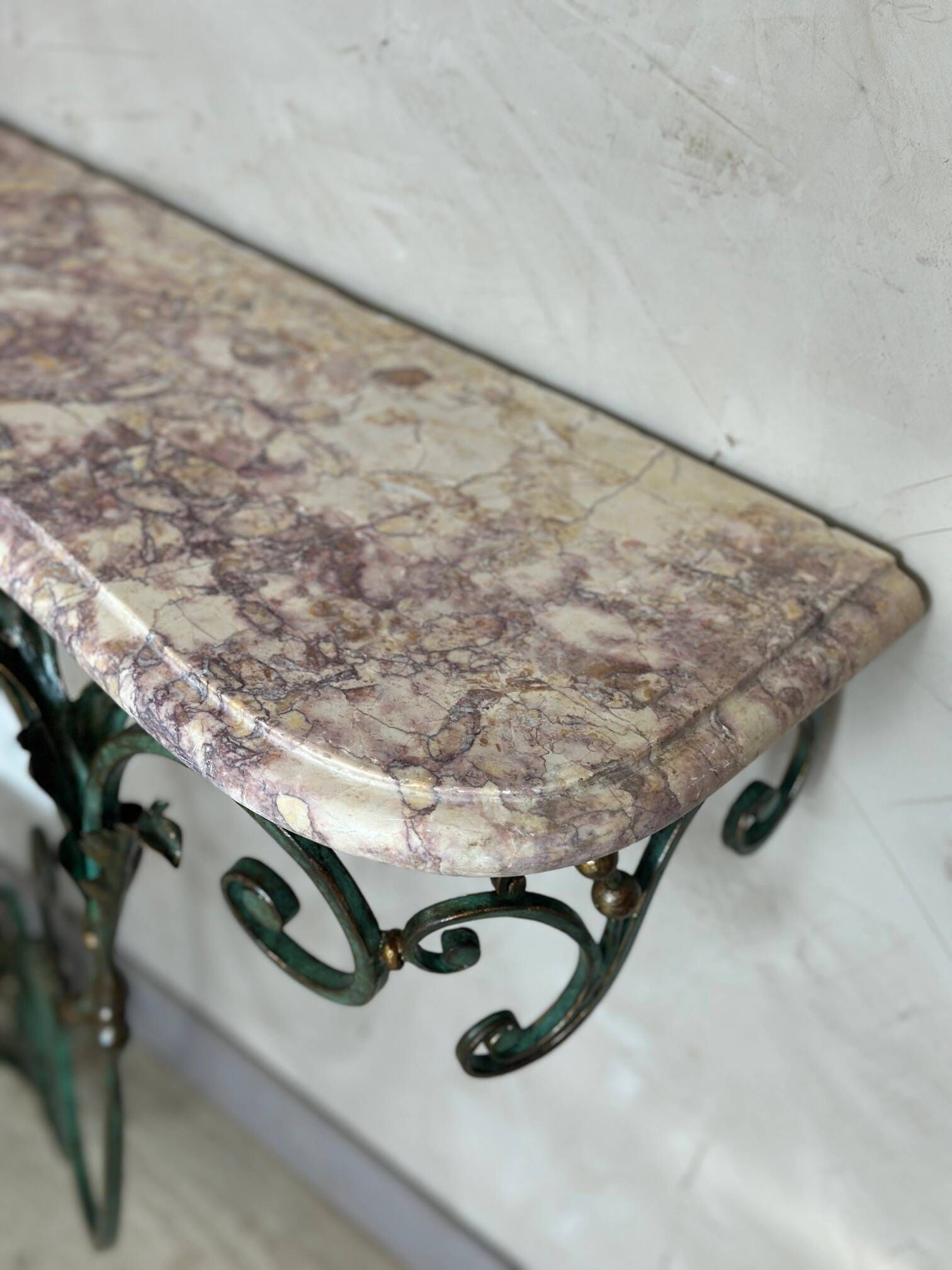 Console en fer forgé et marbre