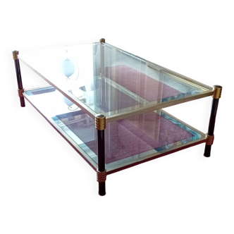 Table basse en verre et dorée