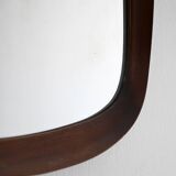 Miroir vintage scandinave avec cadre incurvé en acajou