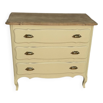Old chest of drawers refurbished in beige cream