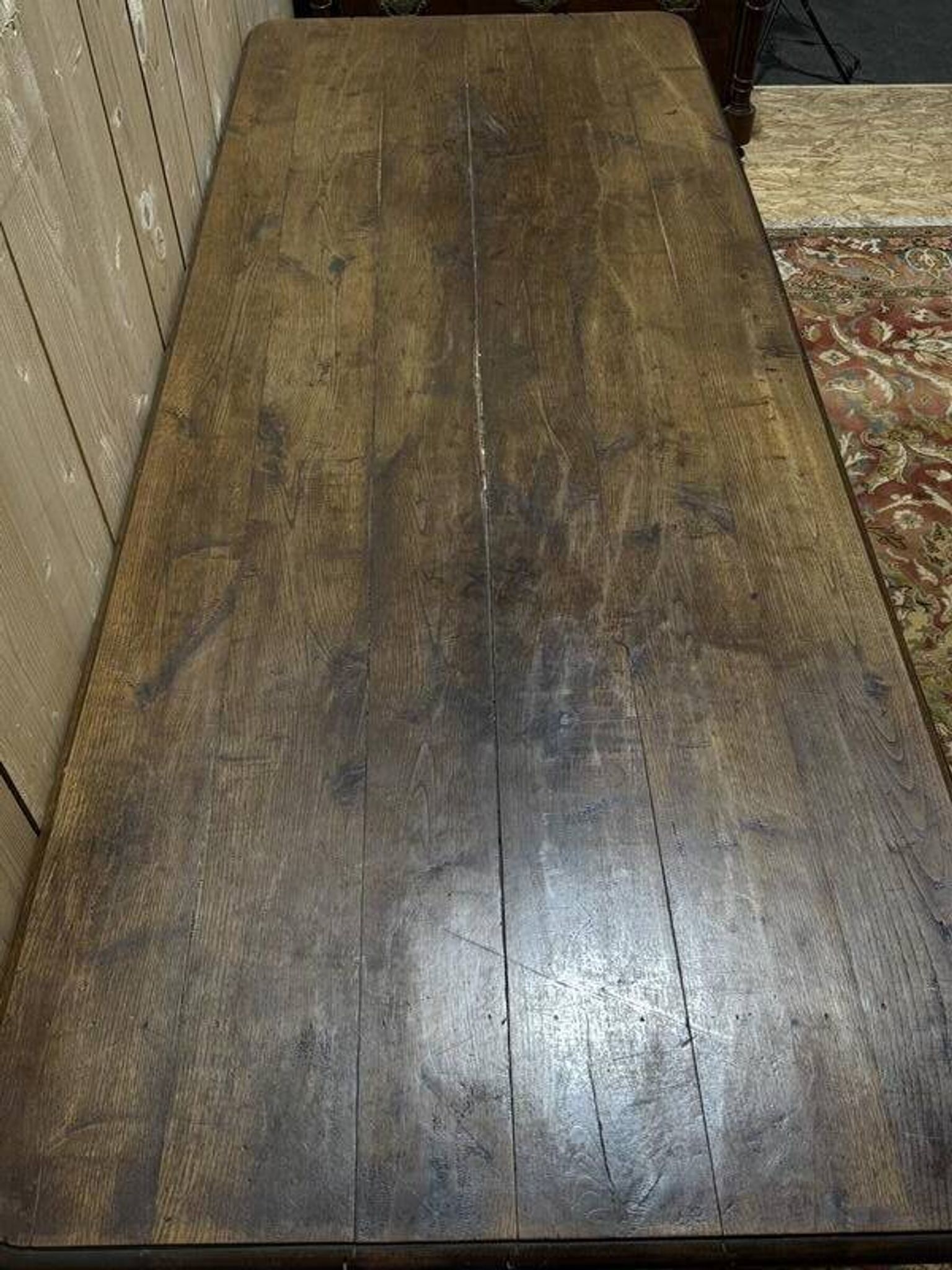 Table de ferme de style Louis XV en chêne massif 228 cm