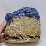 Ceramic pottery vase in relief signed angilella