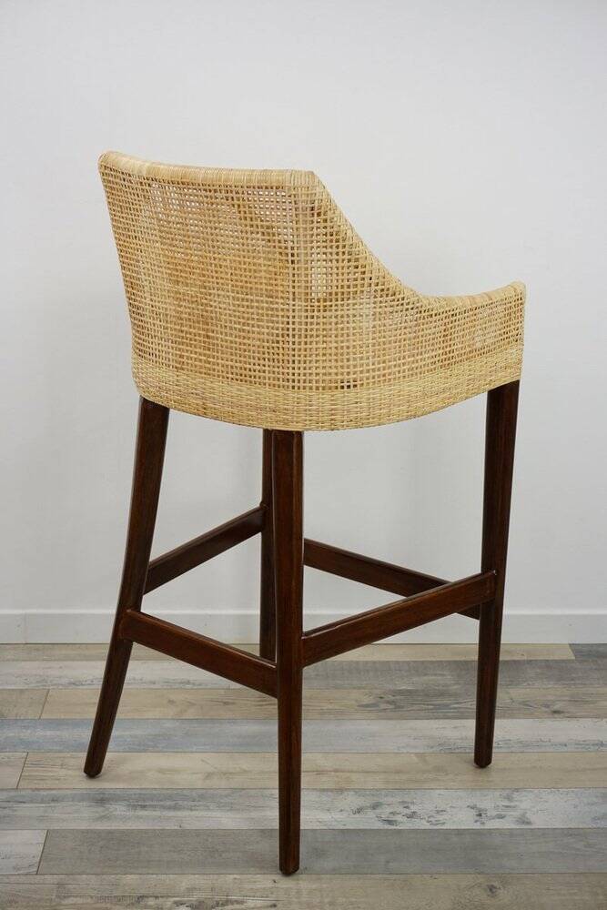 Wooden and rattan bar stool, France