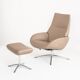 Fauteuil en cuir avec repose-pieds. Modèle Lotus. Edition: Kebe. Danemark