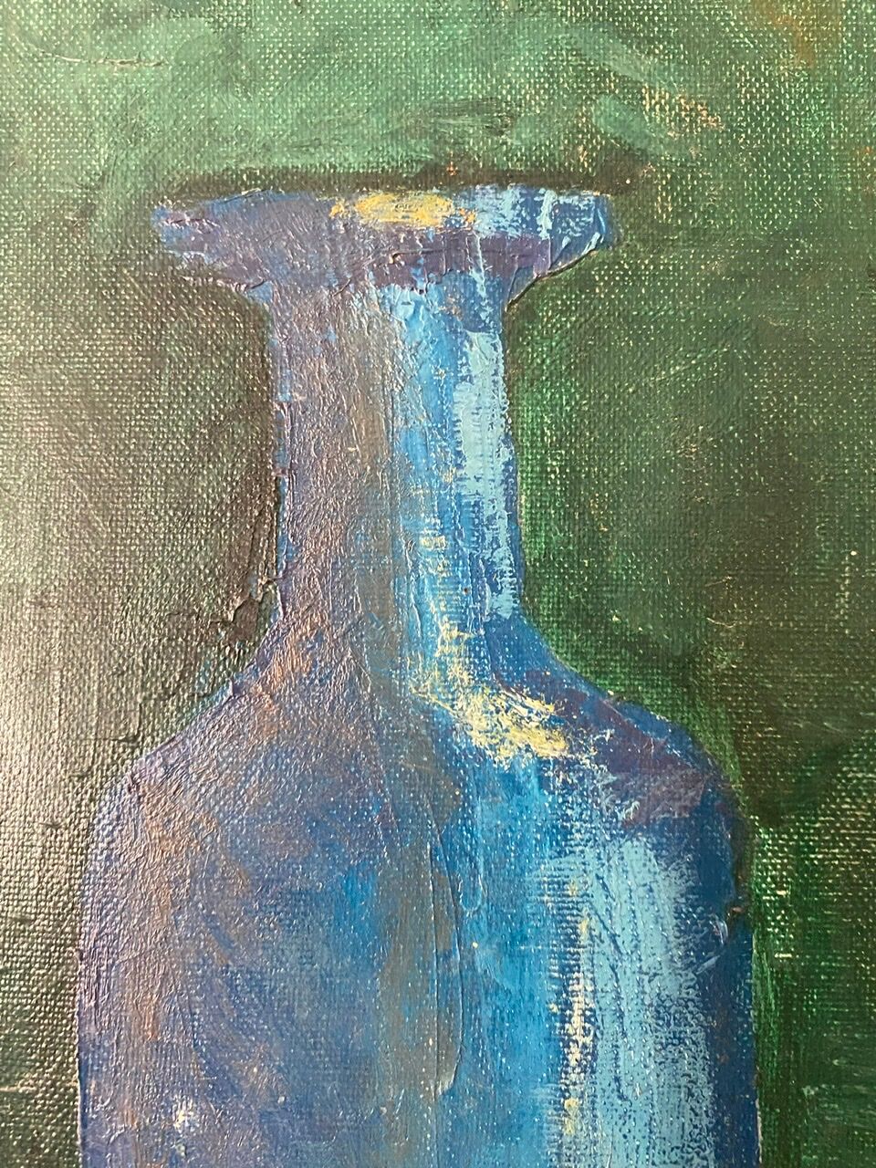 Old painting, still life with bottles signed Milliquet (1896-1982)