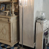 Floor lamp in chrome metal & transparent crystal