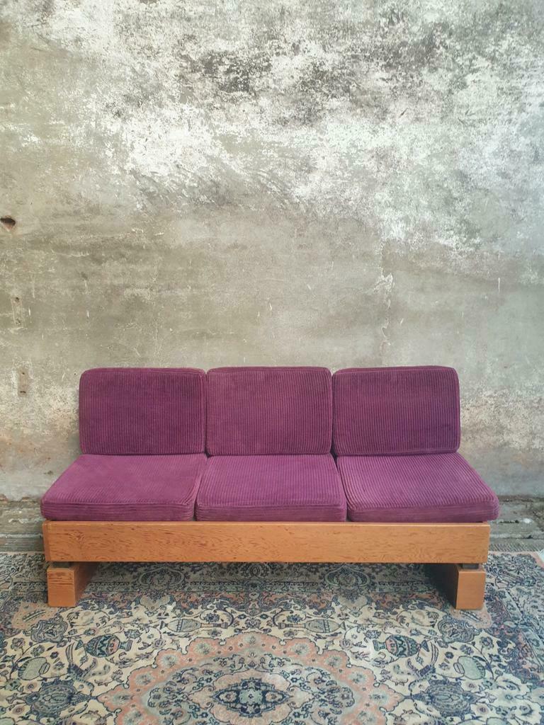 Old sofa design retro purple couch 60s