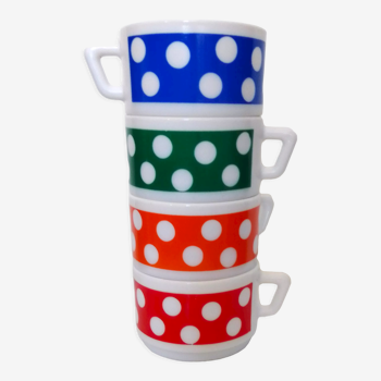 Lot de 4 tasses à café à pois Arcopal