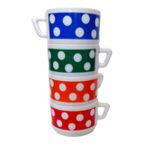 Set of 4 Arcopal polka dot coffee cups