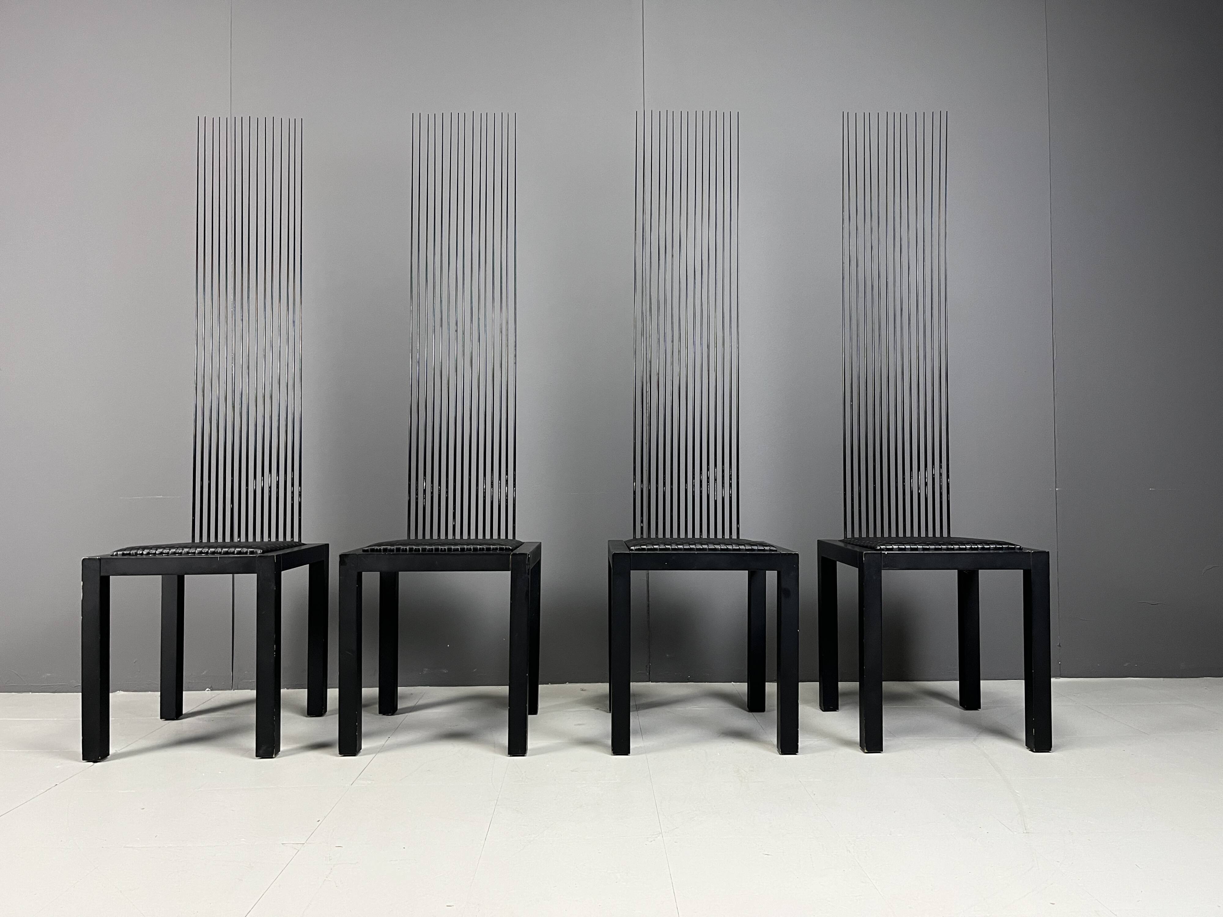 Vintage high back dining chairs, 1980s