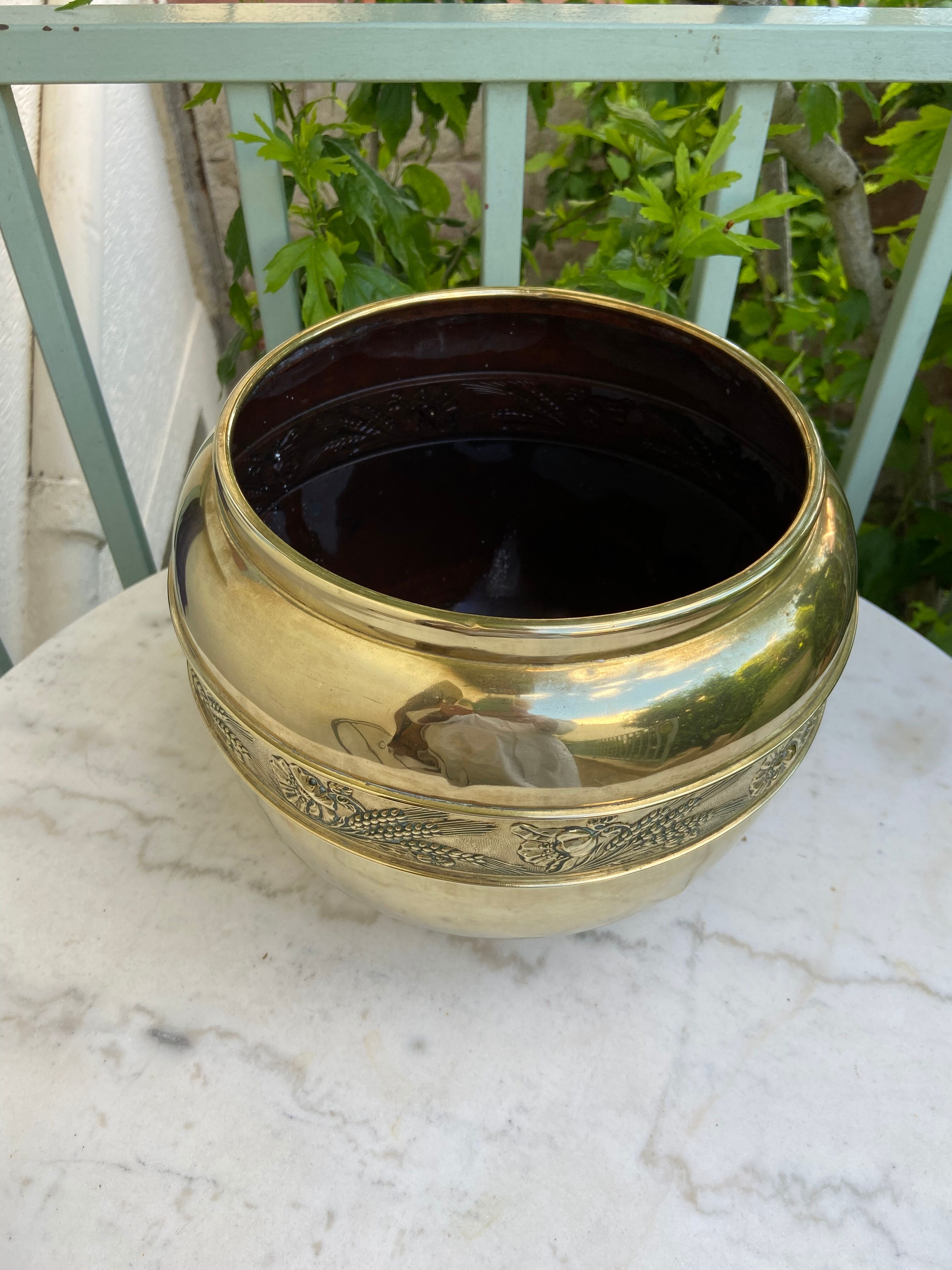 Brass pot cover early twentieth century