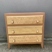 Beautifully restyled compact ethnic bohemian chest of drawers.