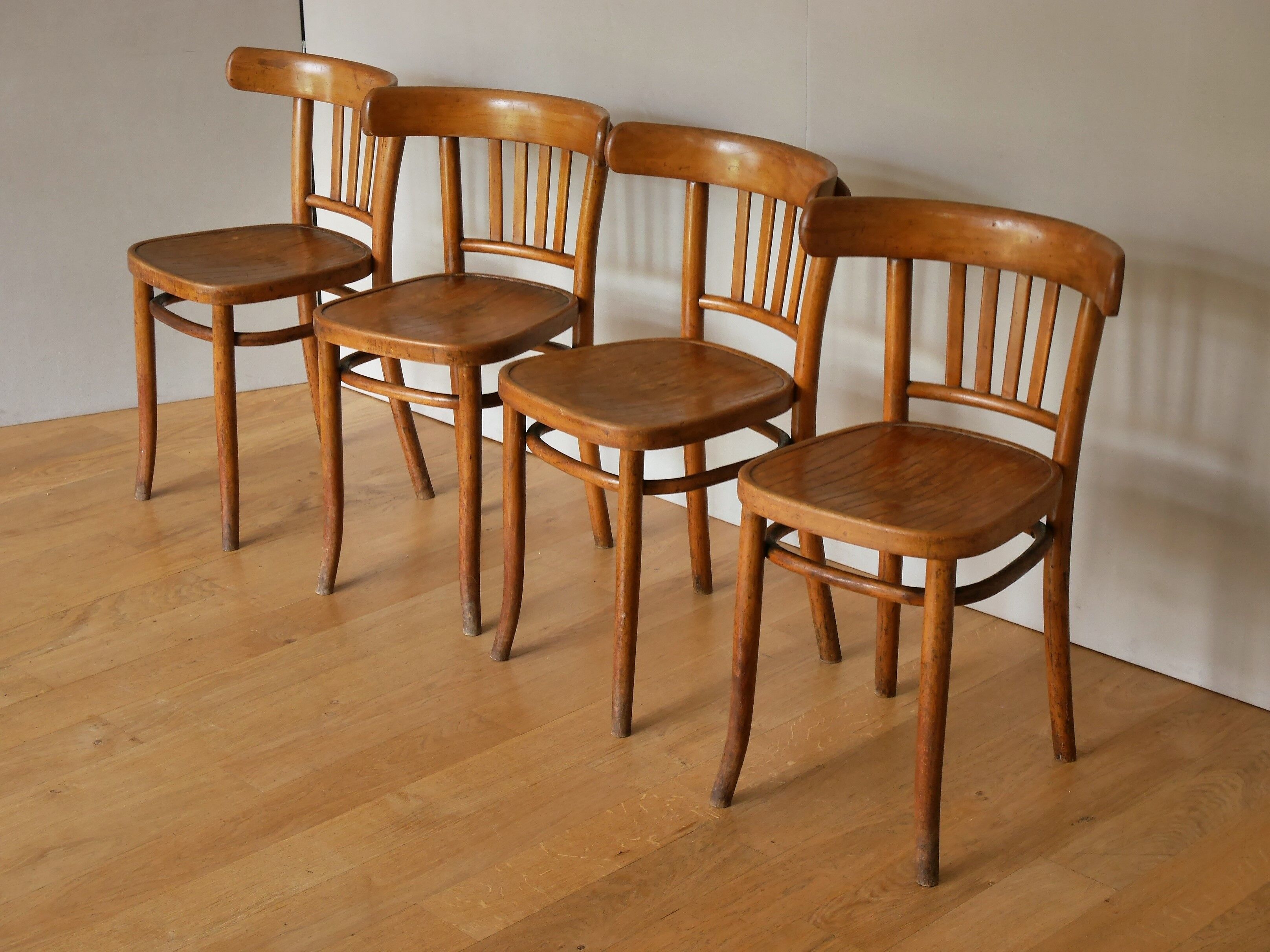 Set of 6 chairs bistro baumann wooden clear vintage
