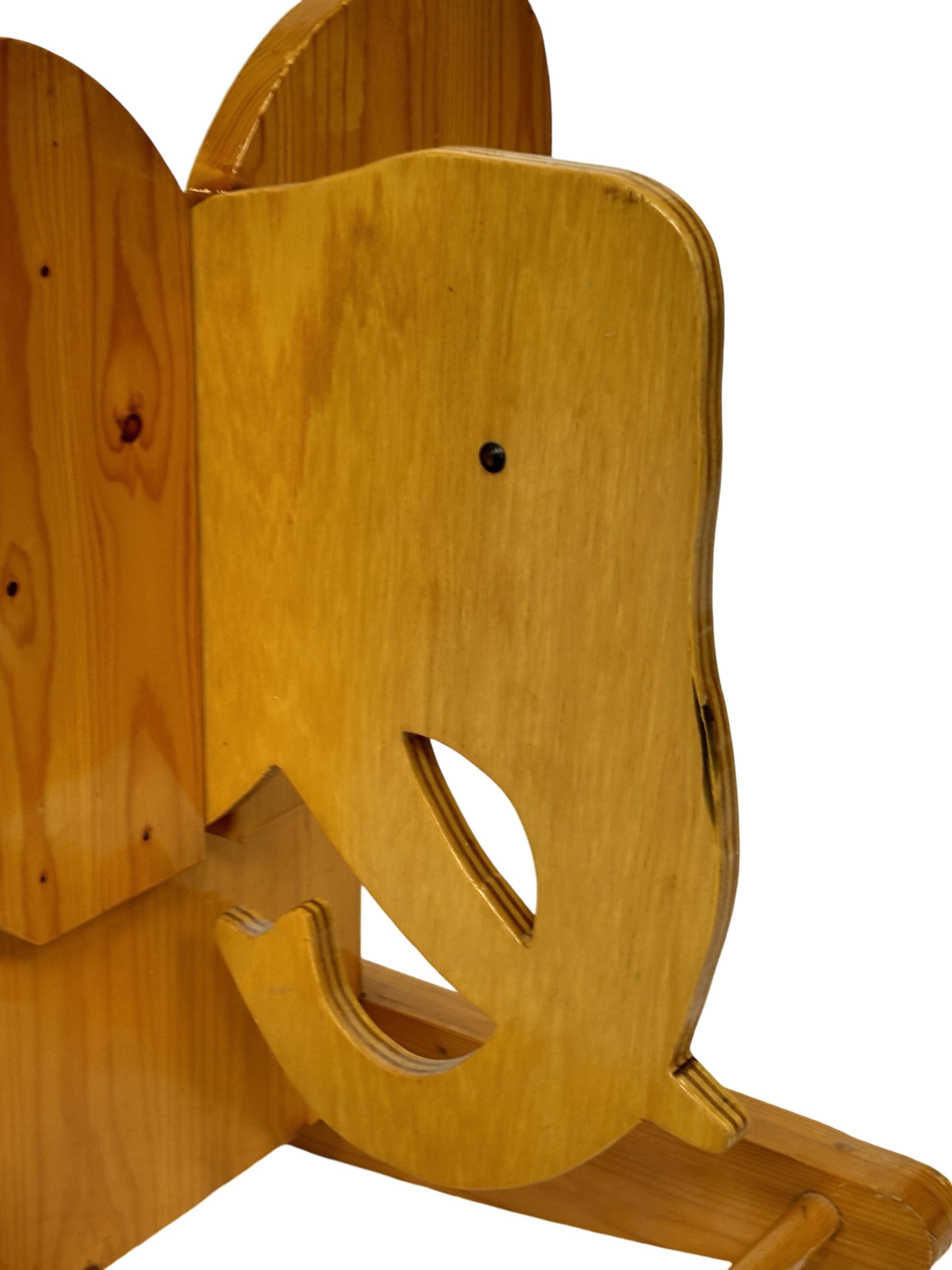 Vintage Swedish design Wooden Rocking Elephant 80's design