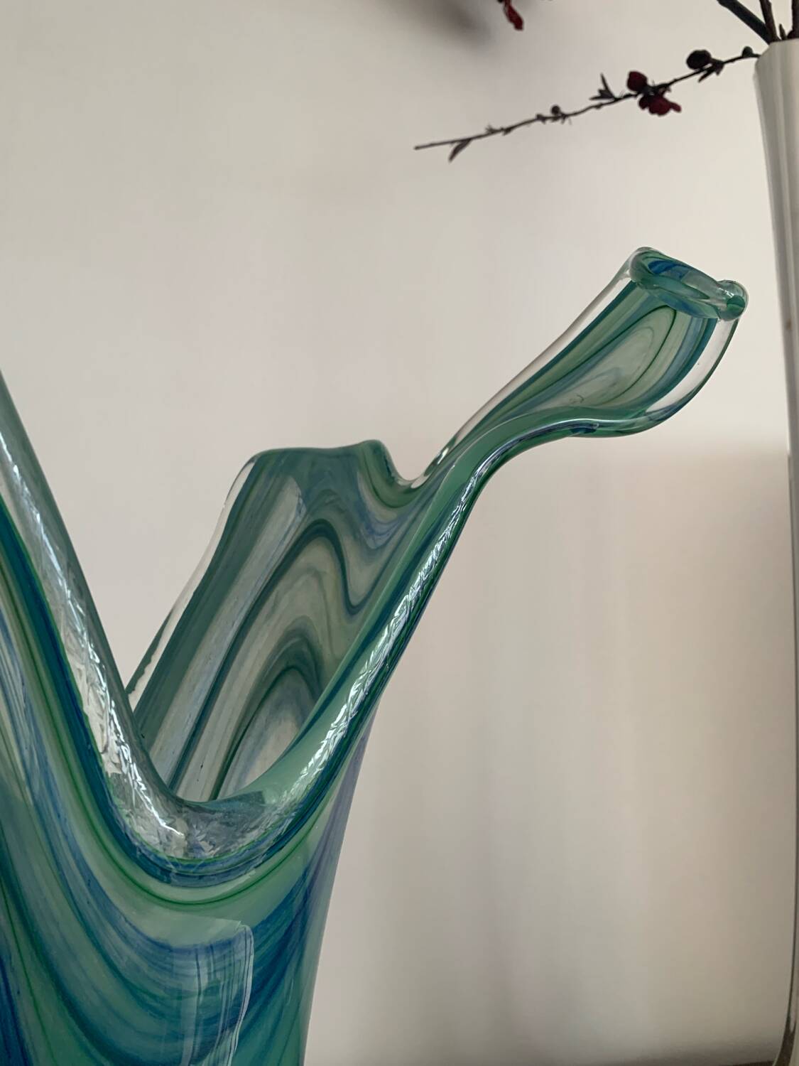 Vase vintage en verre de Murano bleu