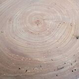 Brutalist tripod coffee table in solid wood.