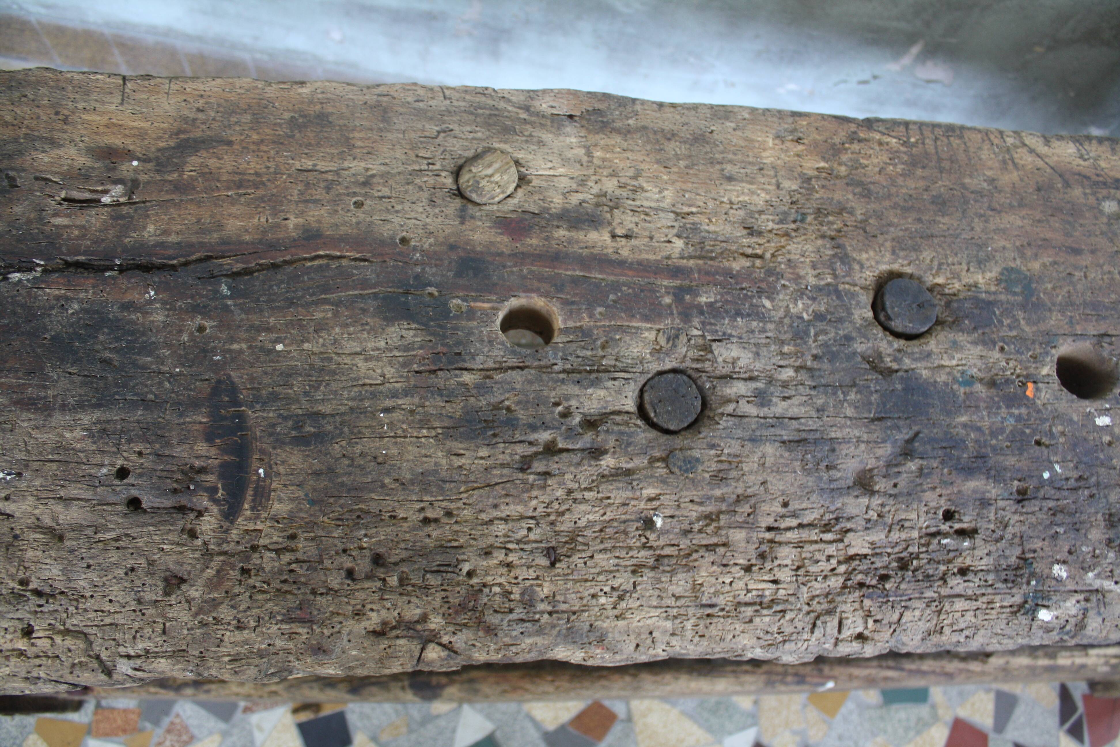 Ancient wooden workbench