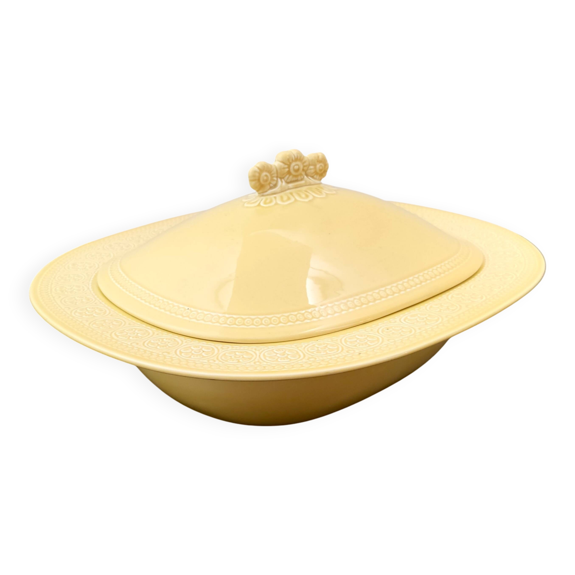Yellow Earthenware Serving Centerpiece by Antonia Campi for Laveno,