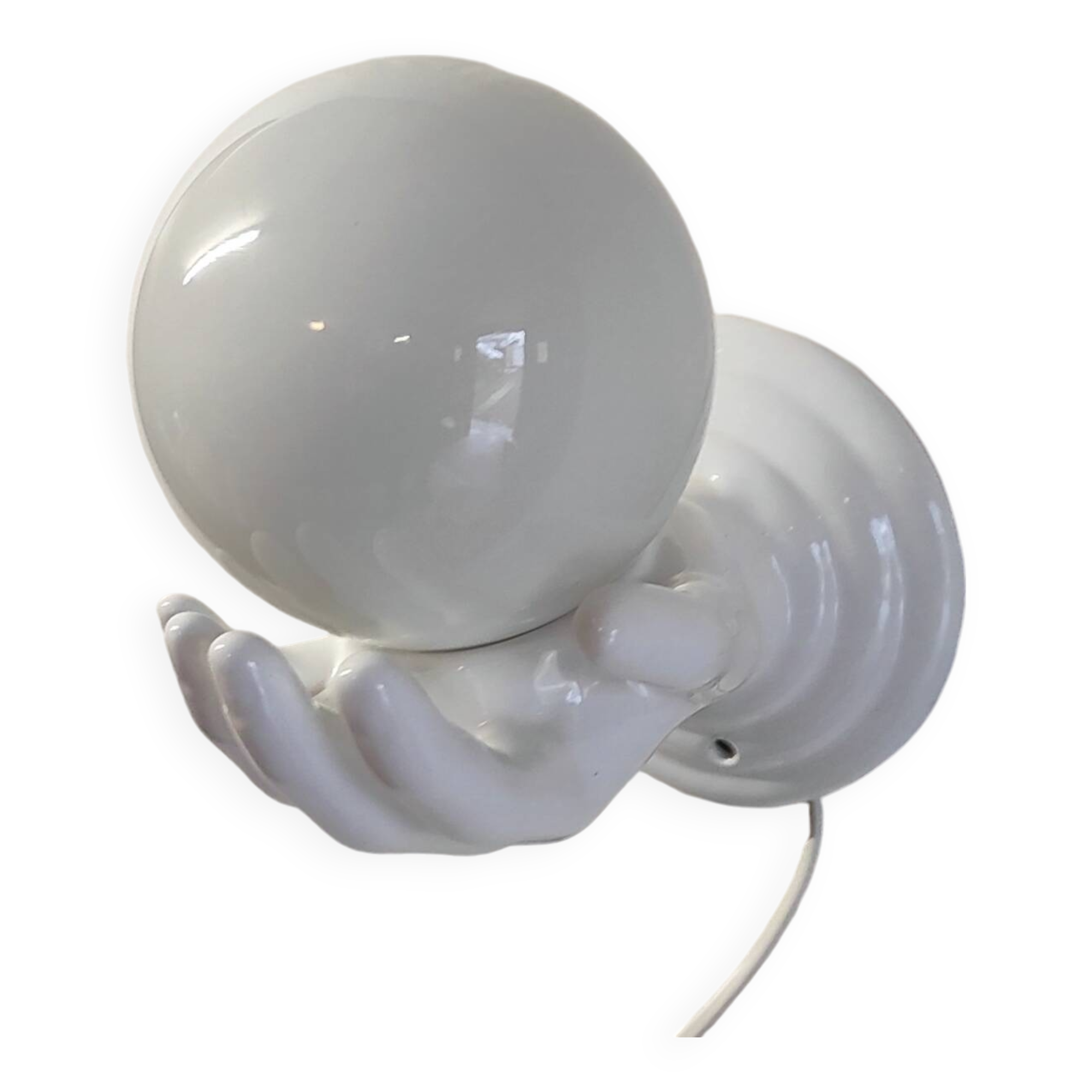 Ceramic and opaline wall lamp - 70's