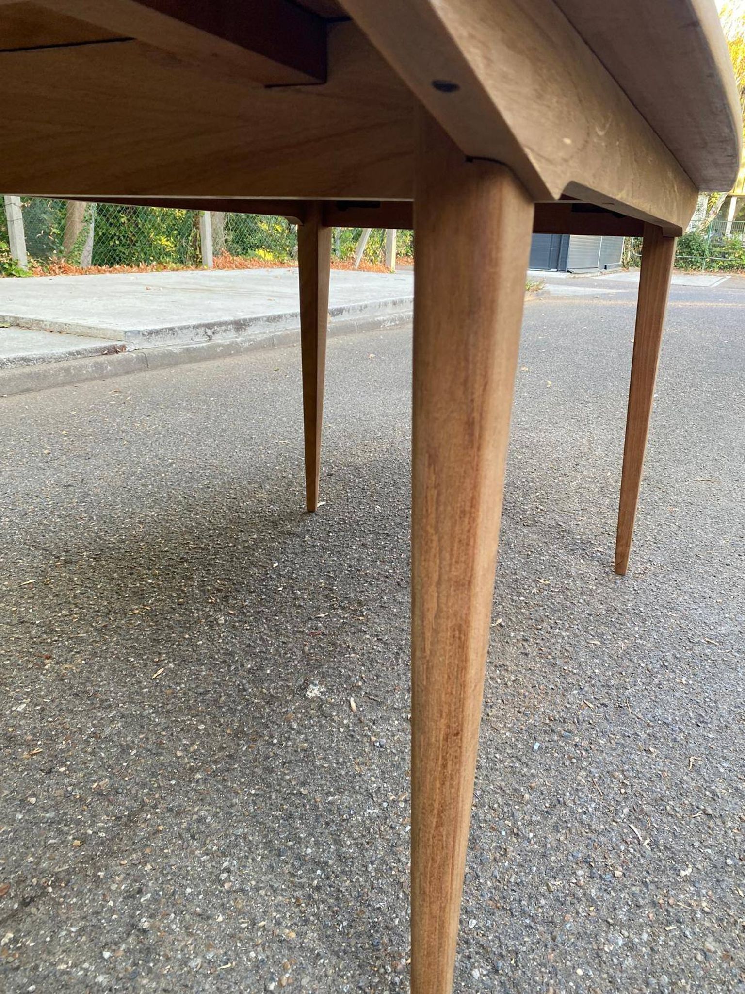 Scandinavian design extendable dining table stripped in raw teak 1960