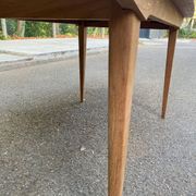 Scandinavian design extendable dining table stripped in raw teak 1960