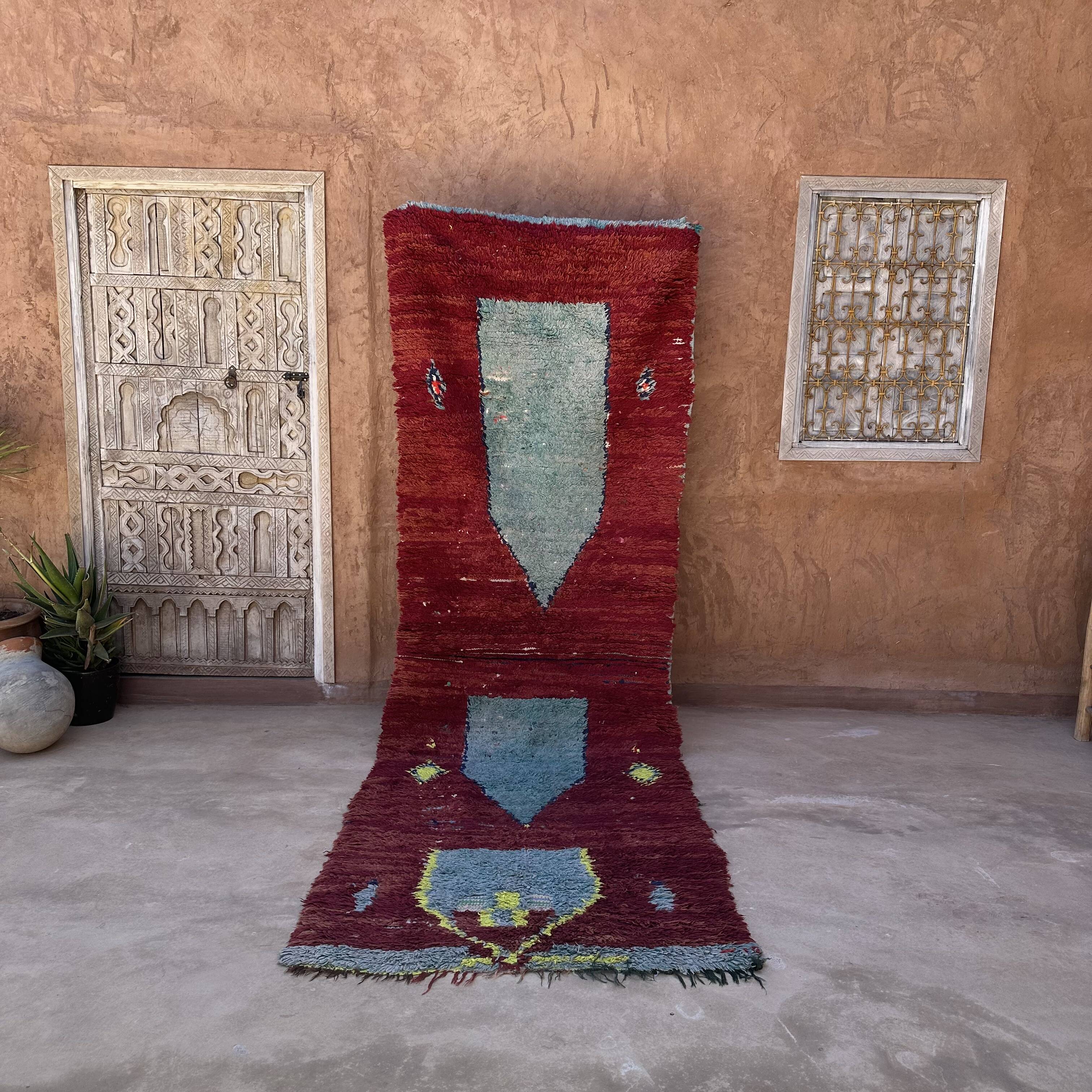 Red Boujad Moroccan rug - 110 x 323 cm