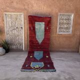 Red Boujad Moroccan rug - 110 x 323 cm