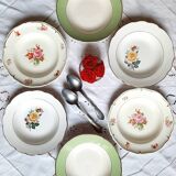 Old mismatched earthenware soup plates