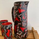 Vintage Ceramic Fat Lava Glass Pitcher
