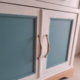 Small old sideboard painted blue and white