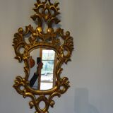 Miroir XIXème en bois sculpté doré 46 x 93 cm