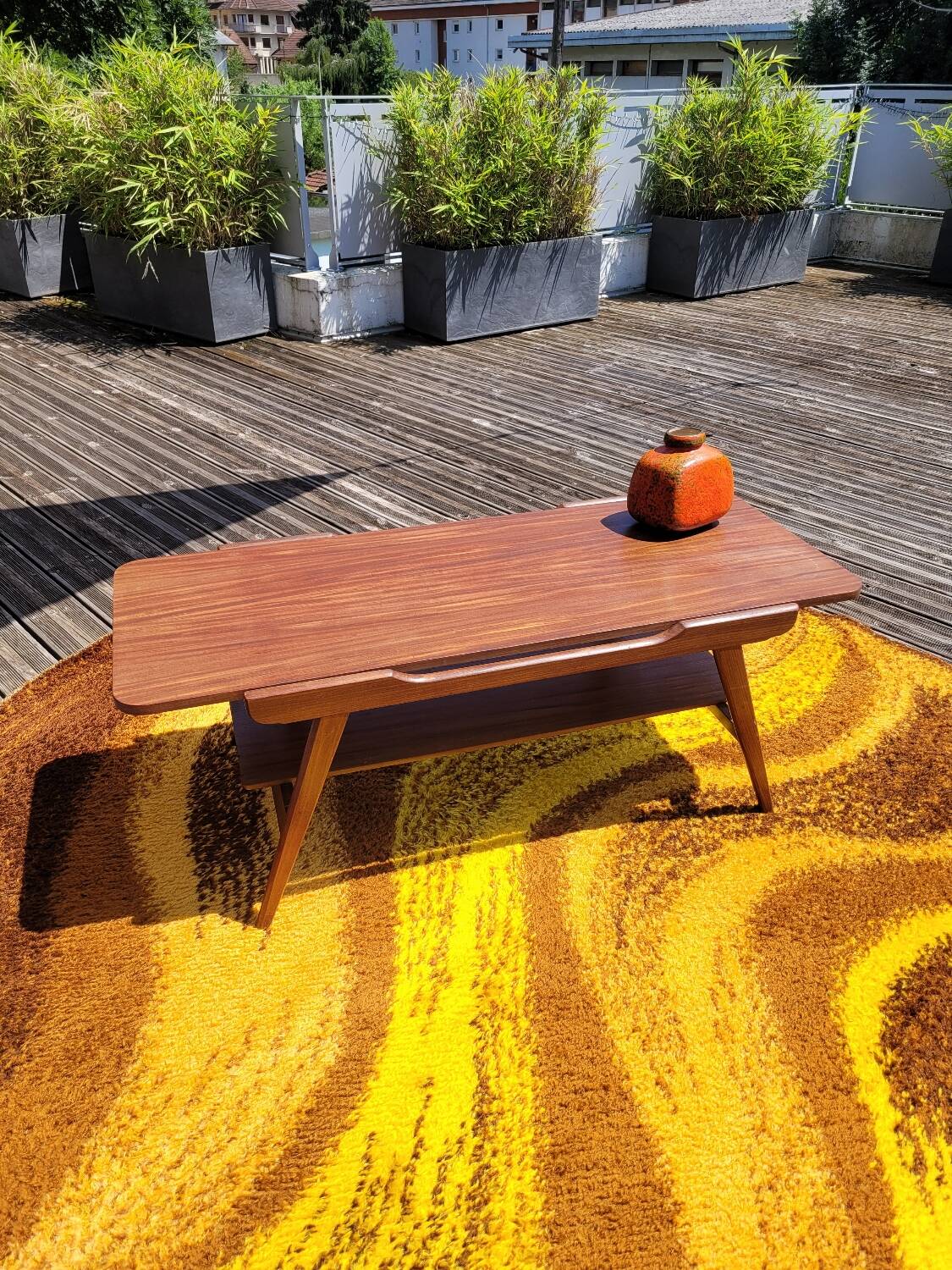 Vintage round wool rug - Diameter 235cm