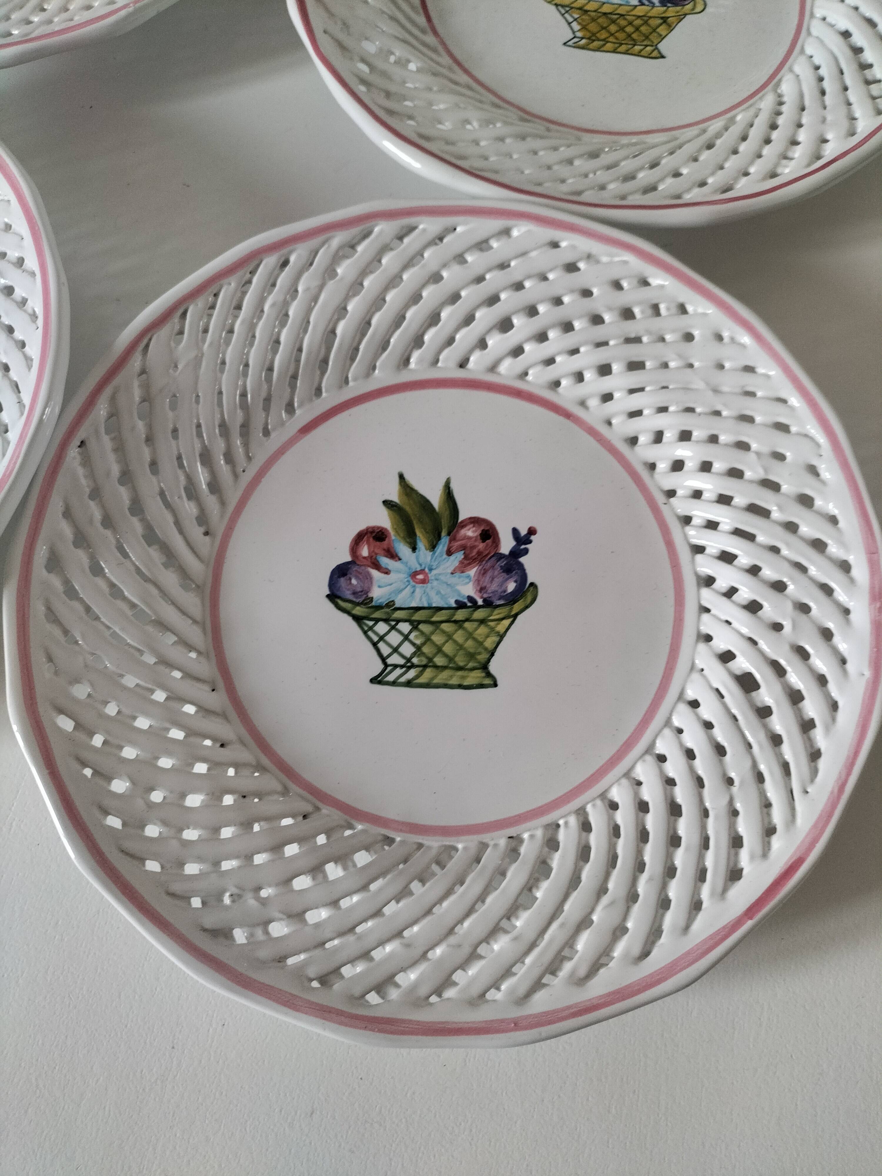 6 pierced dessert plates Portugal