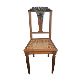 Chaise cannée art déco relookée