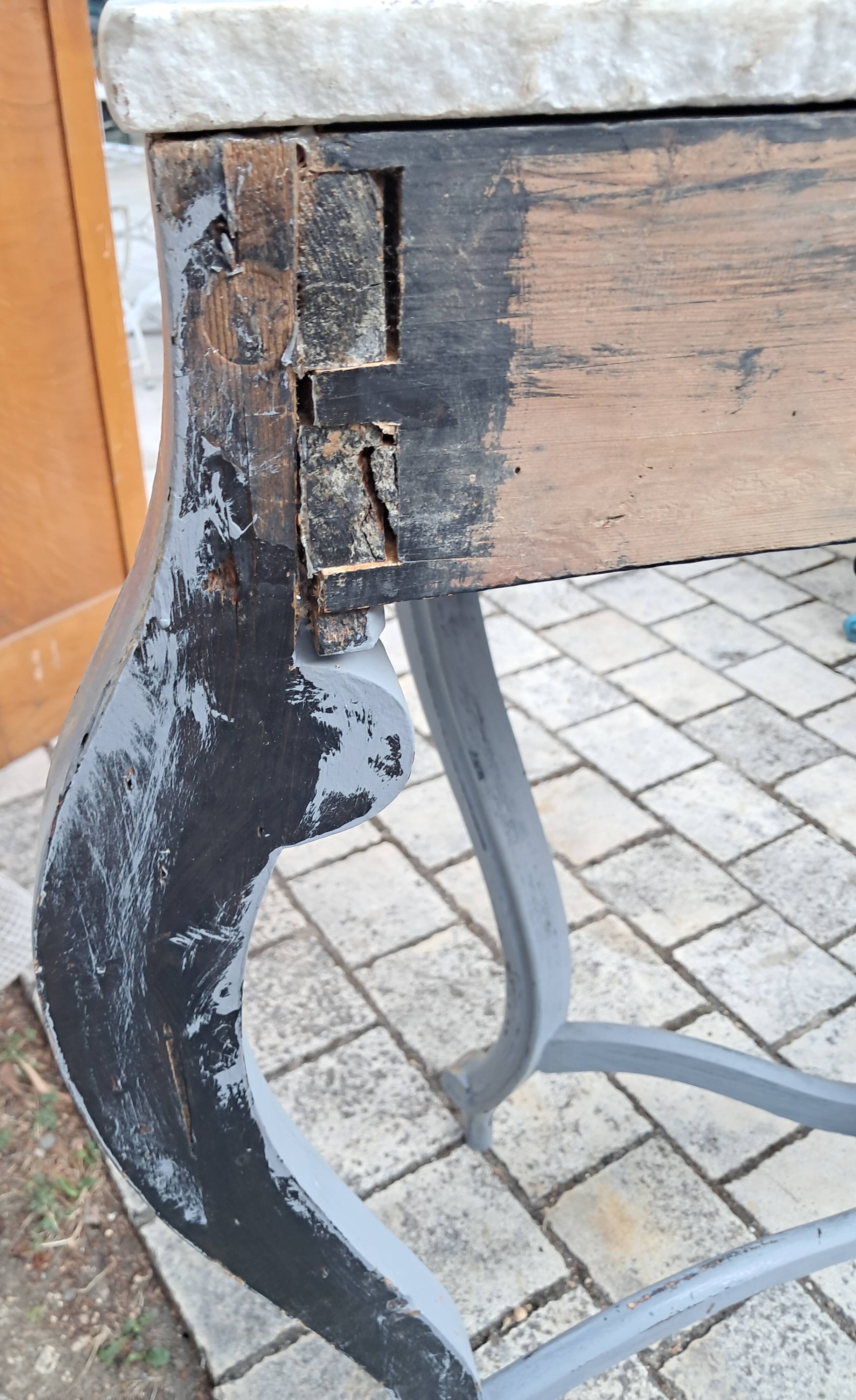 Console en bois et marbre