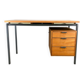 Desk by Herbert Hirche for Holzäpfel, teak with tubular steel, 1960s