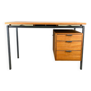 Bureau par Herbert Hirche pour Holzäpfel, teck avec acier tubulaire, années 1960.