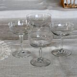 Mismatched vintage cut crystal champagne glasses