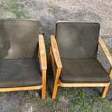 pair of oak armchairs - Sweden 1960s