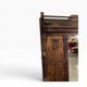 Vintage wooden coat rack with mirror.