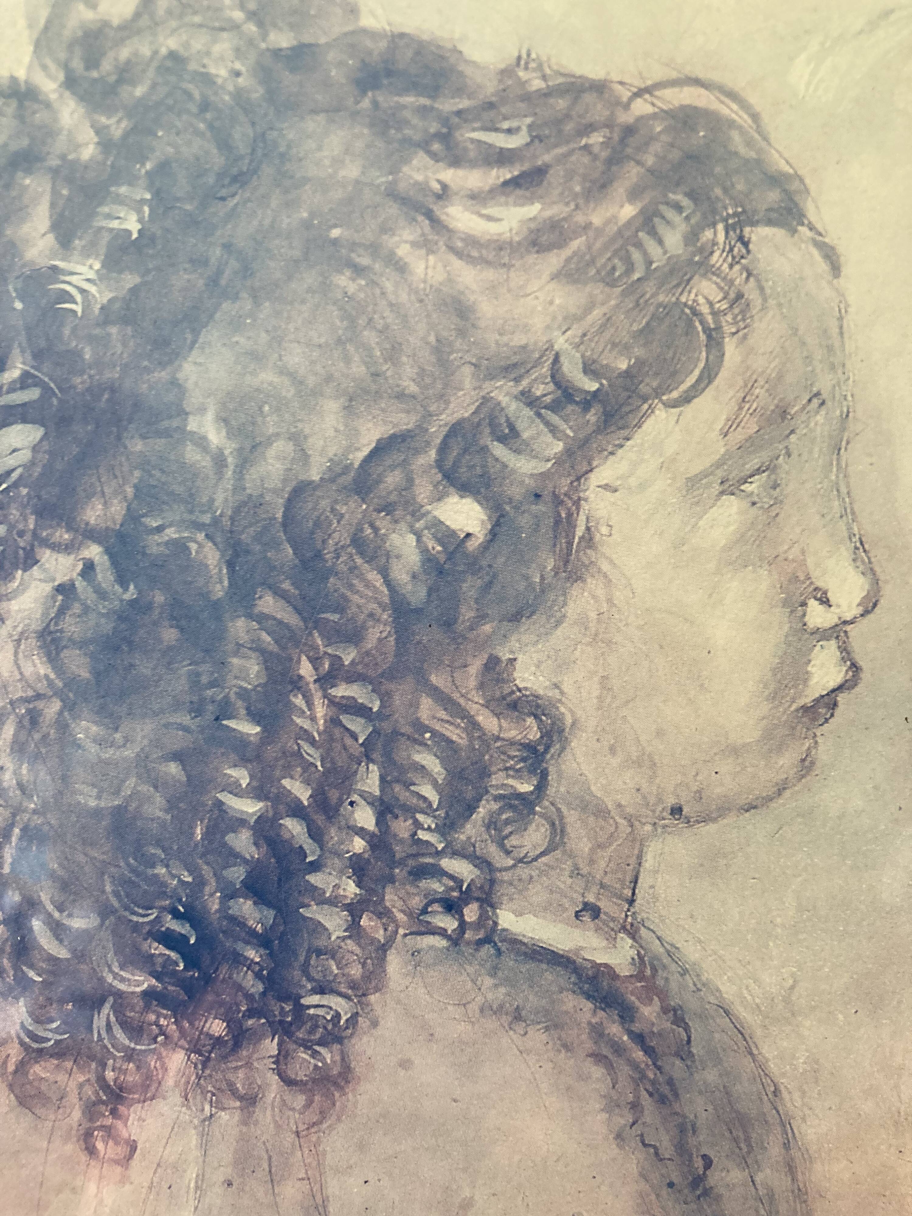 Watercolor young girl old frame