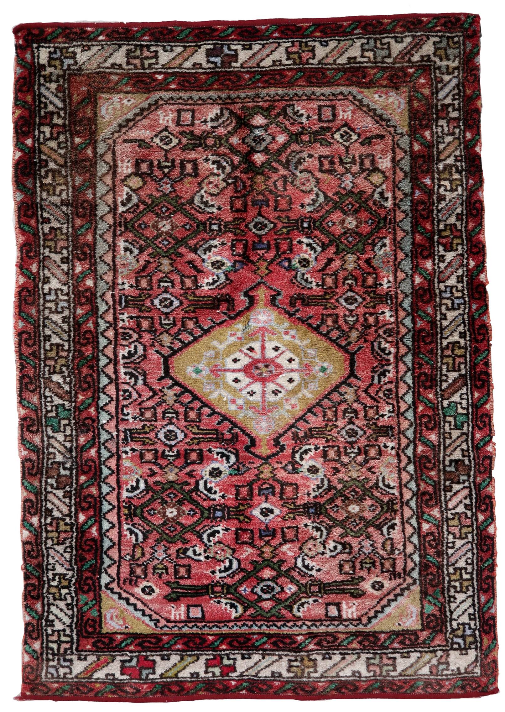 Tapis Vintage Hamadan Fait Main en Laine – Années 1970 – 73 x 113 cm – Rug