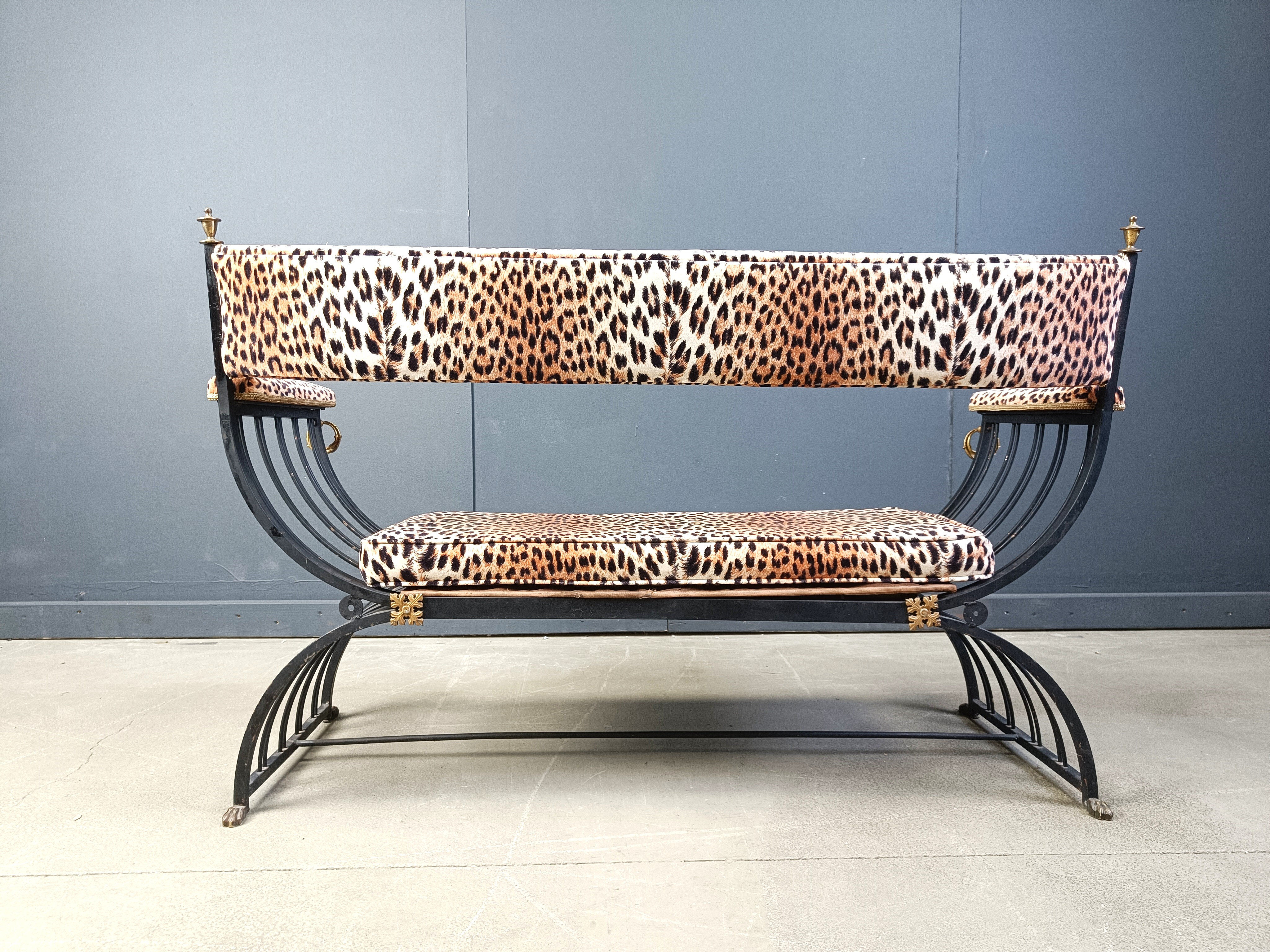 Banc curule de style Maison Jansen, années 1960