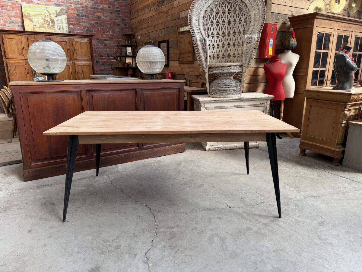 Old fir table with Tolix legs.