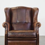 Sheep leather wing chair with patina