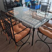 Table fer forge plein fabrique au mexique et 6 fauteuils