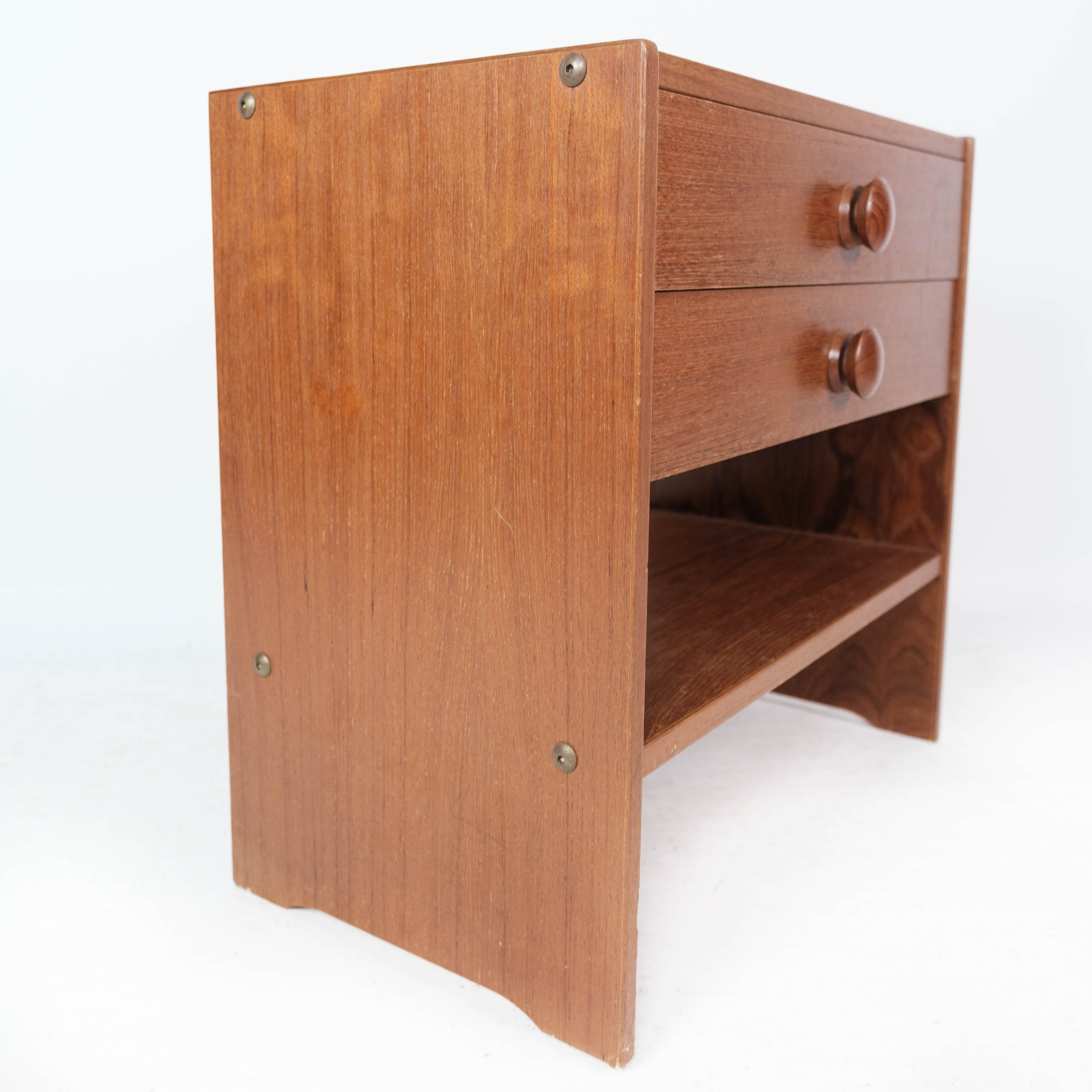 Bedside table with drawers in teak of Danish design manufactured by PBJ Furniture,  1960s