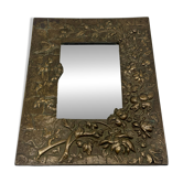 Small bronze Art Deco Nouveau vintage mirror from the 1920s.