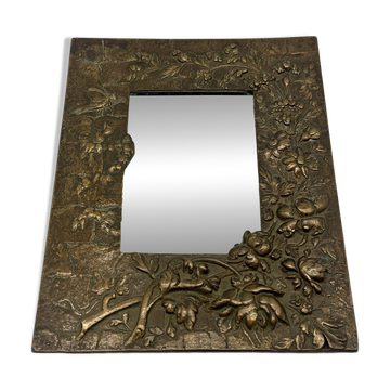 Small bronze Art Deco Nouveau vintage mirror from the 1920s.